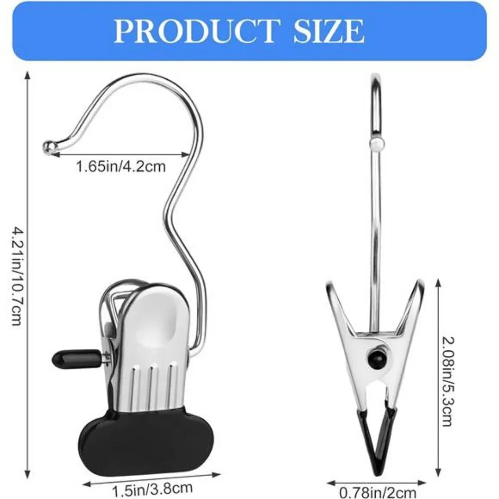 Heavy duty clothes hanger clips stainless steel laundry hooks closet organizer s